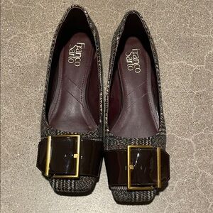 Franco Sarto Plaid Flats with Gold Accent